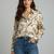 Cream color designer printed super satin fabric elegant printed shirt for girls