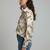 Cream color designer printed super satin fabric elegant printed shirt for girls