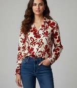 Rust color designer printed super satin fabric elegant printed shirt for girls