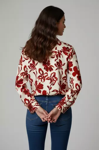 Rust color designer printed super satin fabric elegant printed shirt for girls