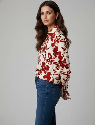 Rust color designer printed super satin fabric elegant printed shirt for girls 5