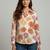 Cream color designer printed super satin fabric elegant printed shirt for girls