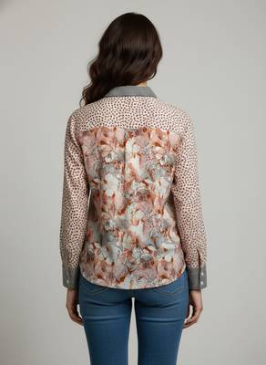 Grey color designer printed super satin fabric elegant printed shirt for girls 2