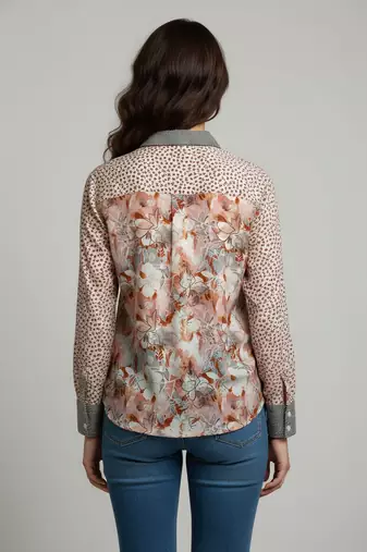 Grey color designer printed super satin fabric elegant printed shirt for girls