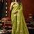 Olive heavy tissue with allover cow butta & fancy tassels saree