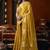 Golden heavy tissue with allover cow butta & fancy tassels saree