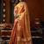 Orange green heavy tissue with allover cow butta & fancy tassels saree