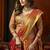 Orange green heavy tissue with allover cow butta & fancy tassels saree