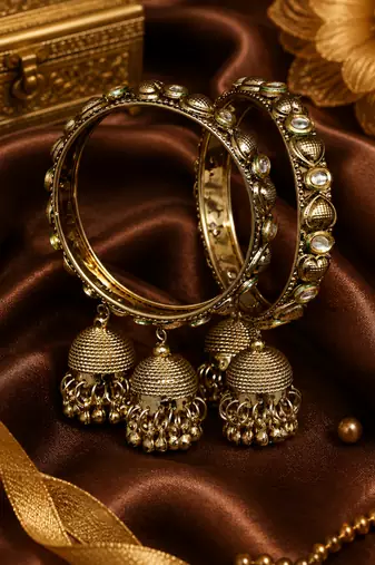 Traditional Gold Plated Jhumki Charm Bangles