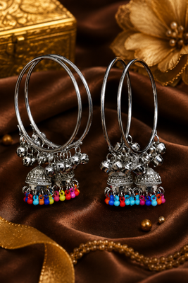 Silver Plated Jhumki Charm Bangle Set for Women 1