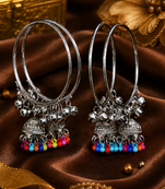 Silver Plated Jhumki Charm Bangle Set for Women