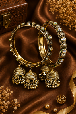 Traditional Gold Plated Jhumki Charm Bangles 2
