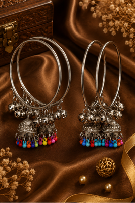 Silver Plated Jhumki Charm Bangle Set for Women 2