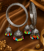 Festive Silver Plated Jhumki Bangles