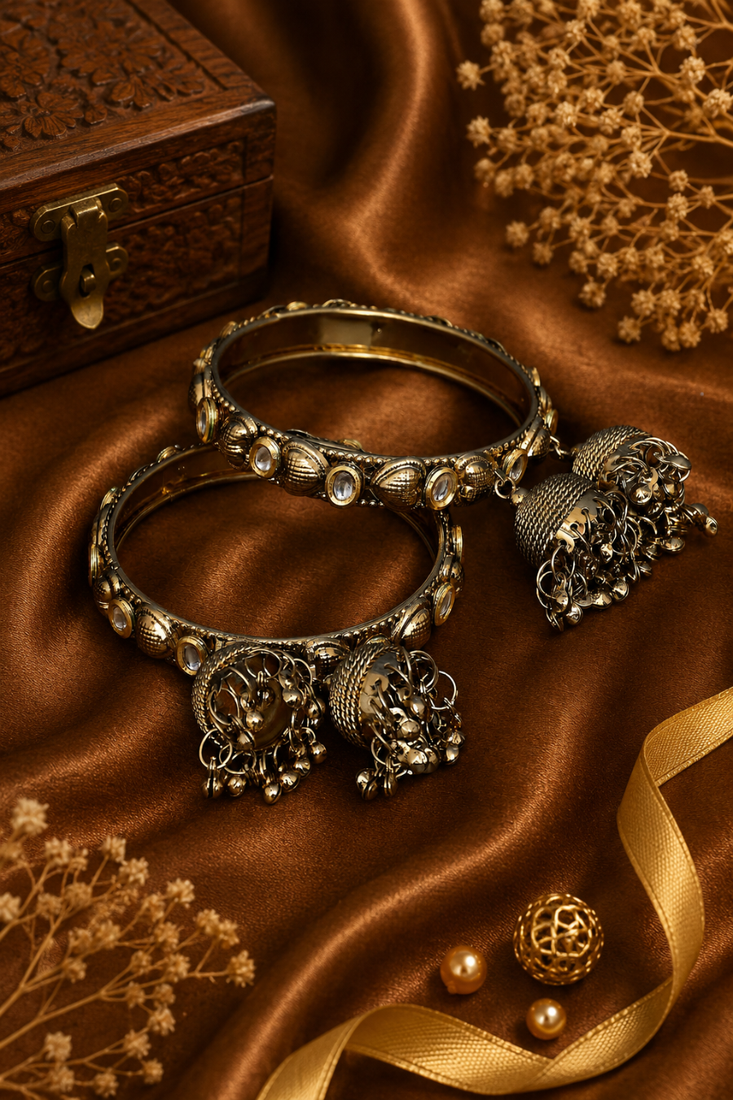 Traditional Gold Plated Jhumki Charm Bangles