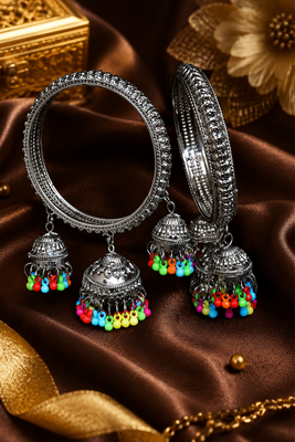 Festive Silver Plated Jhumki Bangles 2
