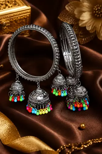 Festive Silver Plated Jhumki Bangles