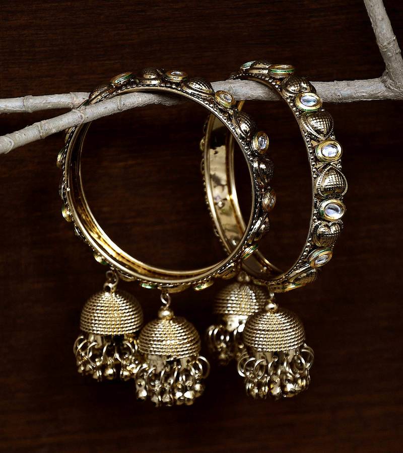 Traditional Gold Plated Jhumki Charm Bangles