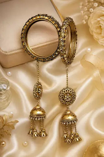 Antique Gold Plated Jhumki Bangle Set