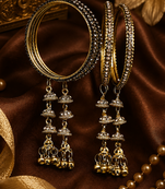 Antique Gold Plated Stone Studded Jhumki Bangle