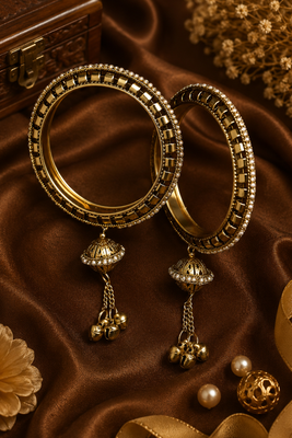 Antique Gold Bangles with Tassels 2
