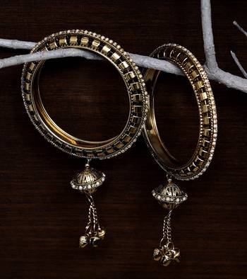Antique Gold Bangles with Tassels 4