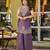 Purple fandy satin embroidered kurta set for women with palazzo dupatta