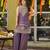 Purple fandy satin embroidered kurta set for women with palazzo dupatta