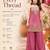 Pink fandy satin embroidered kurta set for women with palazzo dupatta