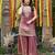 Pink fandy satin embroidered kurta set for women with palazzo dupatta