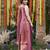 Pink fandy satin embroidered kurta set for women with palazzo dupatta