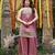 Pink fandy satin embroidered kurta set for women with palazzo dupatta