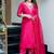 Pink chanderi embroidered kurta set for women with pant and dupatta