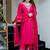 Pink chanderi embroidered kurta set for women with pant and dupatta