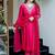Pink chanderi embroidered kurta set for women with pant and dupatta
