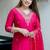 Pink chanderi embroidered kurta set for women with pant and dupatta