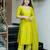 Lemon chanderi embroidered kurta set for women with pant and dupatta