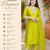 Lemon chanderi embroidered kurta set for women with pant and dupatta