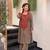 Brown crepe embroidered kurta set for women with palazzo