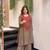Brown crepe embroidered kurta set for women with palazzo