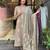Cream cotton embroidered kurta set for women with pant and dupatta