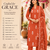 Orange cotton embroidered kurta set for women with pant and dupatta