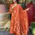 Orange cotton embroidered kurta set for women with pant and dupatta