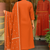 Orange cotton embroidered kurta set for women with pant and dupatta