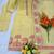 Yellow cotton printed kurta set for women with dupatta and pant