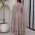 Cream silk blend embroidered kurta set for women with pant and dupatta