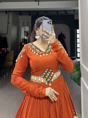 rayon navratri lehenga choli with gamthi patch work- full stitched free size 2