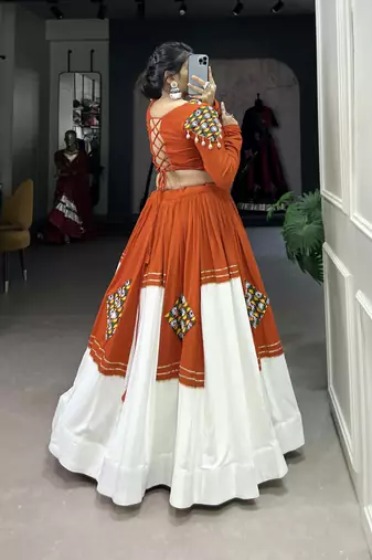 rayon navratri lehenga choli with gamthi patch work- full stitched free size