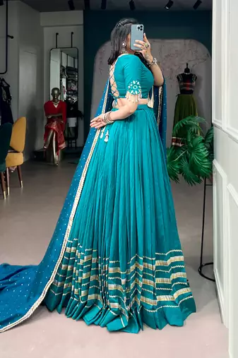 chanderi lehenga choli set for navratri- full stitched free size