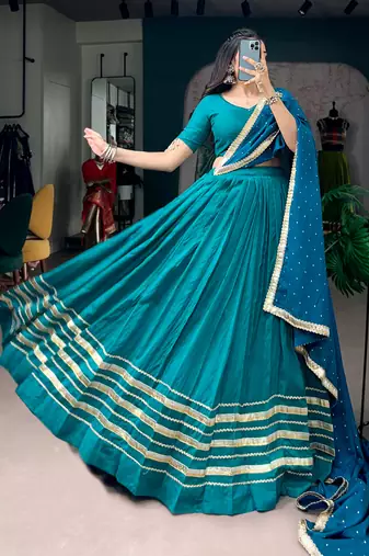 chanderi lehenga choli set for navratri- full stitched free size